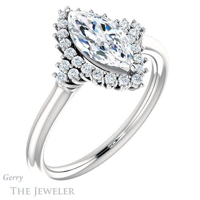 Marquise Cut Forever Brilliant Moissanite Engagement Ring #GTJ1122-marquise-fb-w