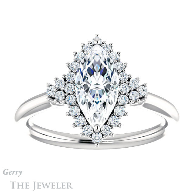 Marquise Cut Forever Brilliant Moissanite Engagement Ring #GTJ1122-marquise-fb-w