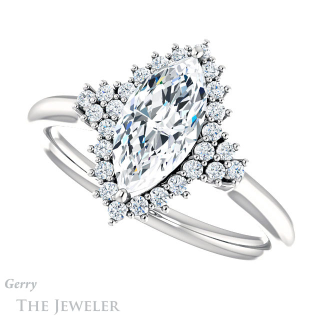 Marquise Cut Forever Brilliant Moissanite Engagement Ring #GTJ1122-marquise-fb-w