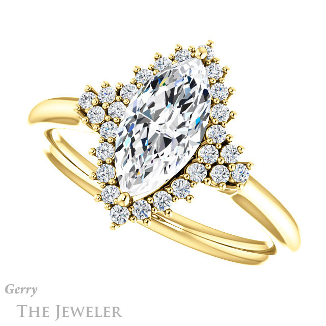 Marquise Cut Forever Brilliant Moissanite Engagement Ring #GTJ1122-marquise-fb-y