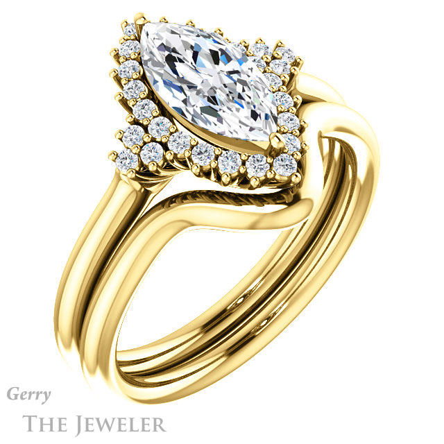 Marquise Cut Forever Brilliant Moissanite Engagement Ring #GTJ1122-marquise-fb-y