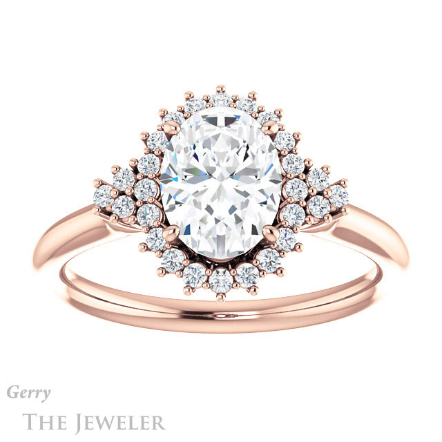 Oval Shaped Forever One Moissanite Engagement Ring #GTJ1122-oval-fo-r