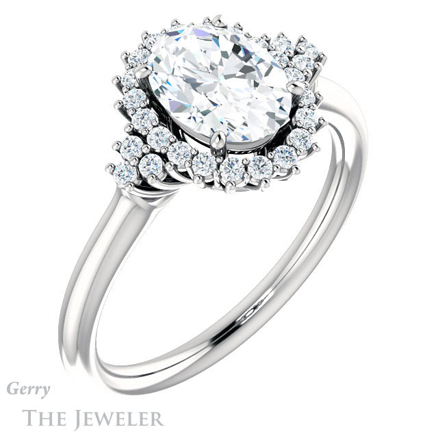 Oval Shaped Forever One Moissanite Engagement Ring #GTJ1122-oval-fo-w