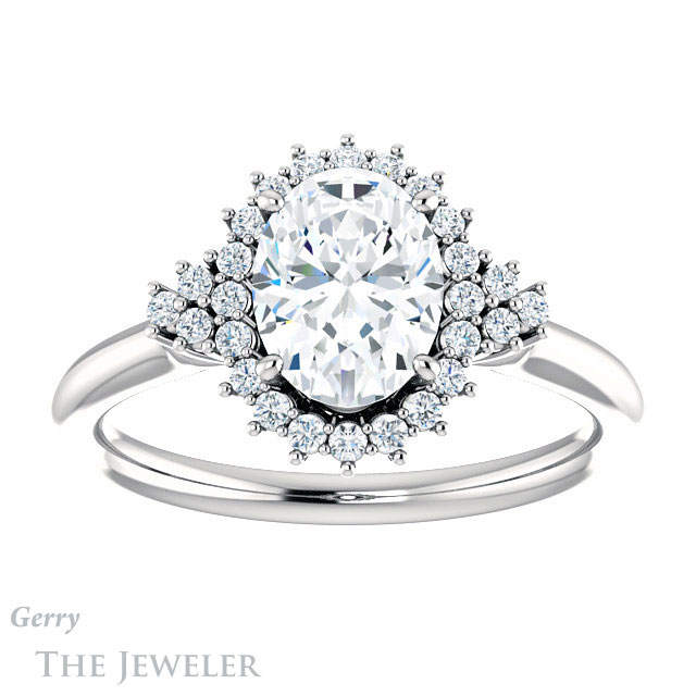 Oval Shaped Forever One Moissanite Engagement Ring #GTJ1122-oval-fo-w