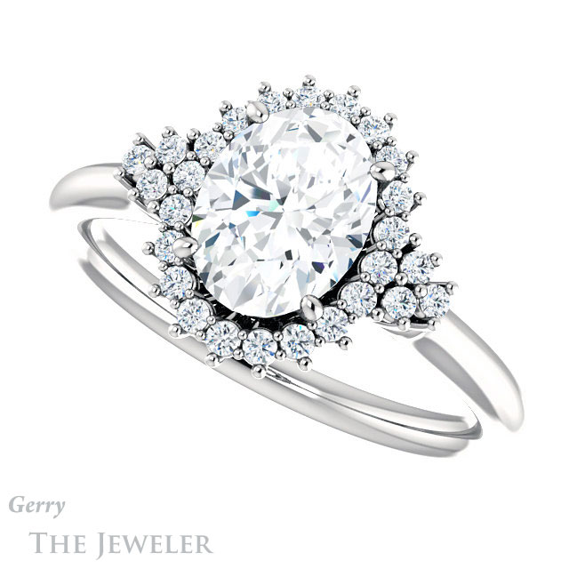 Oval Shaped Forever One Moissanite Engagement Ring #GTJ1122-oval-fo-w
