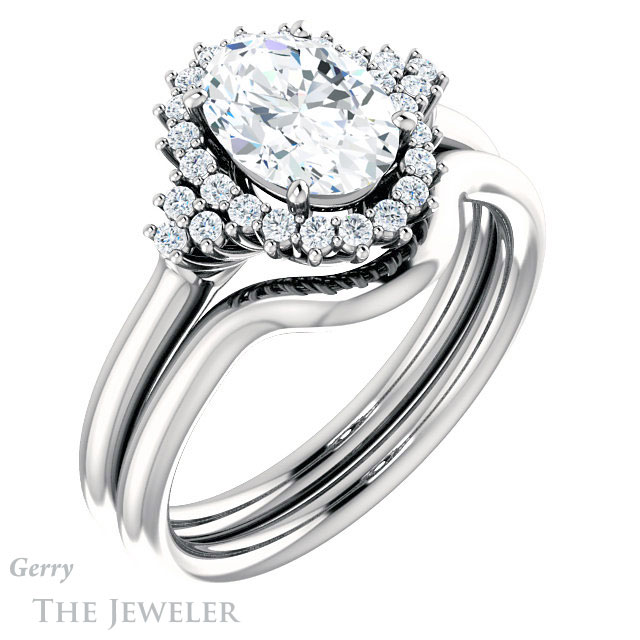 Oval Shaped Forever One Moissanite Engagement Ring #GTJ1122-oval-fo-w