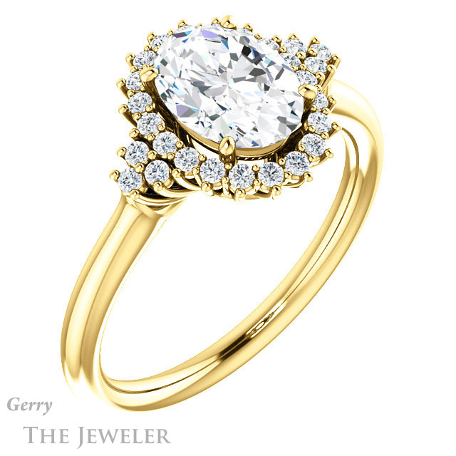 Oval Shaped Forever One Moissanite Engagement Ring #GTJ1122-oval-fo-y 4 Oval Shaped Forever One Moissanite Engagement Ring #GTJ1122-oval-fo-y