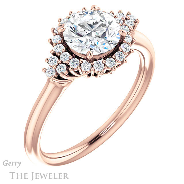 Round Cut Forever One Moissanite Engagement Ring #GTJ1122-round-fo-r