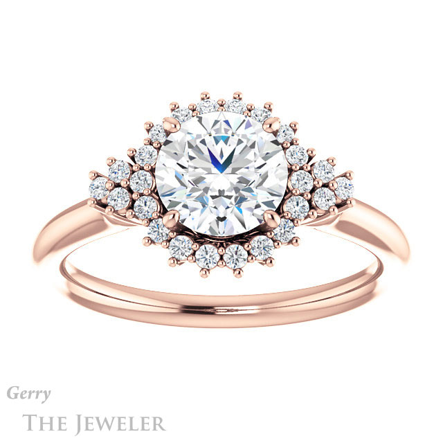 Round Cut Forever One Moissanite Engagement Ring #GTJ1122-round-fo-r