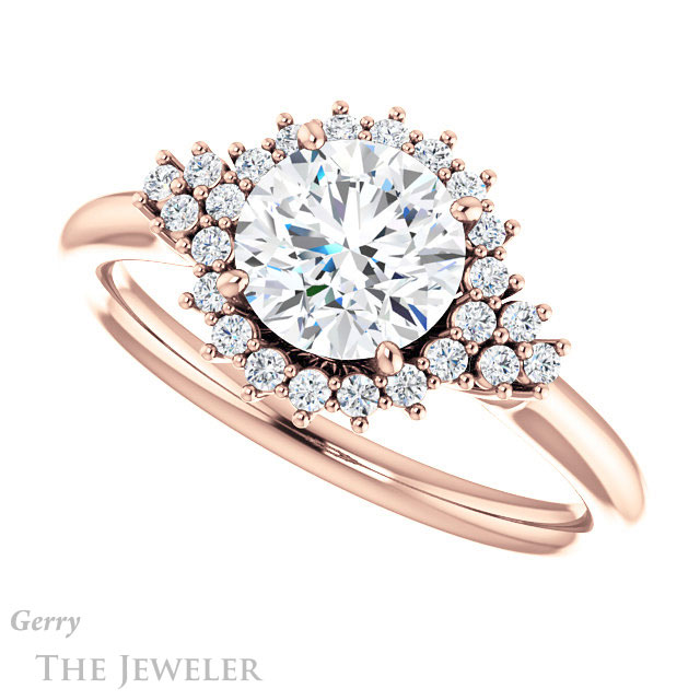 Round Cut Forever One Moissanite Engagement Ring #GTJ1122-round-fo-r