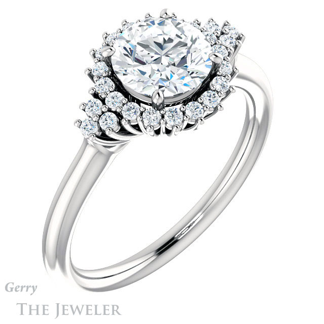 Round Cut Forever One Moissanite Engagement Ring #GTJ1122-round-fo-w 4 Round Cut Forever One Moissanite Engagement Ring #GTJ1122-round-fo-w