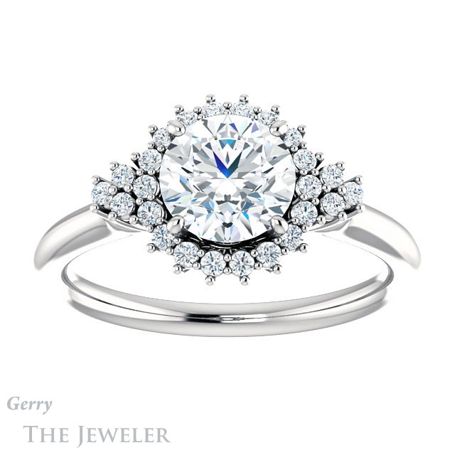 Round Cut Forever One Moissanite Engagement Ring #GTJ1122-round-fo-w 1 Round Cut Forever One Moissanite Engagement Ring #GTJ1122-round-fo-w