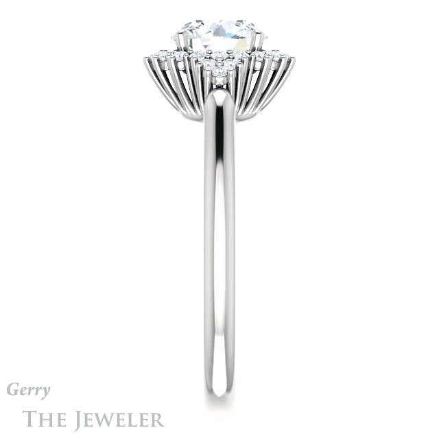 Round Cut Forever One Moissanite Engagement Ring #GTJ1122-round-fo-w 3 Round Cut Forever One Moissanite Engagement Ring #GTJ1122-round-fo-w