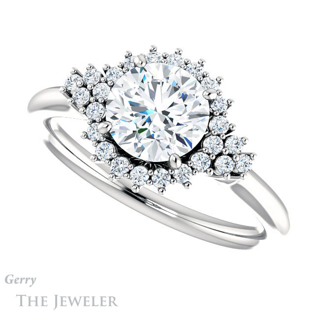 Round Cut Forever One Moissanite Engagement Ring #GTJ1122-round-fo-w 5 Round Cut Forever One Moissanite Engagement Ring #GTJ1122-round-fo-w