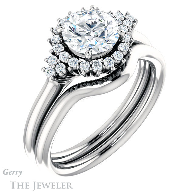 Round Cut Forever One Moissanite Engagement Ring #GTJ1122-round-fo-w 6 Round Cut Forever One Moissanite Engagement Ring #GTJ1122-round-fo-w