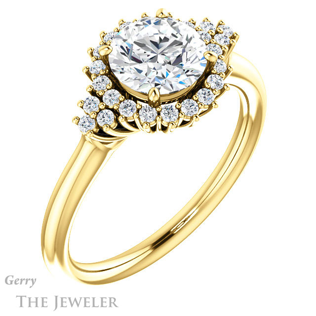 Round Cut Forever One Moissanite Engagement Ring #GTJ1122-round-fo-y 4 Round Cut Forever One Moissanite Engagement Ring #GTJ1122-round-fo-y