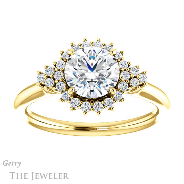 Round Cut Forever One Moissanite Engagement Ring #GTJ1122-round-fo-y 1 Round Cut Forever One Moissanite Engagement Ring #GTJ1122-round-fo-y