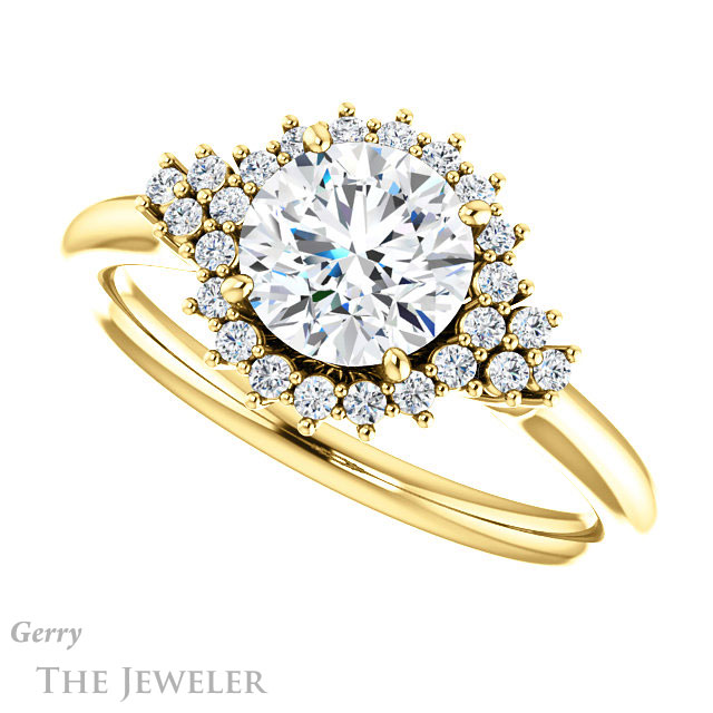 Round Cut Forever One Moissanite Engagement Ring #GTJ1122-round-fo-y 5 Round Cut Forever One Moissanite Engagement Ring #GTJ1122-round-fo-y