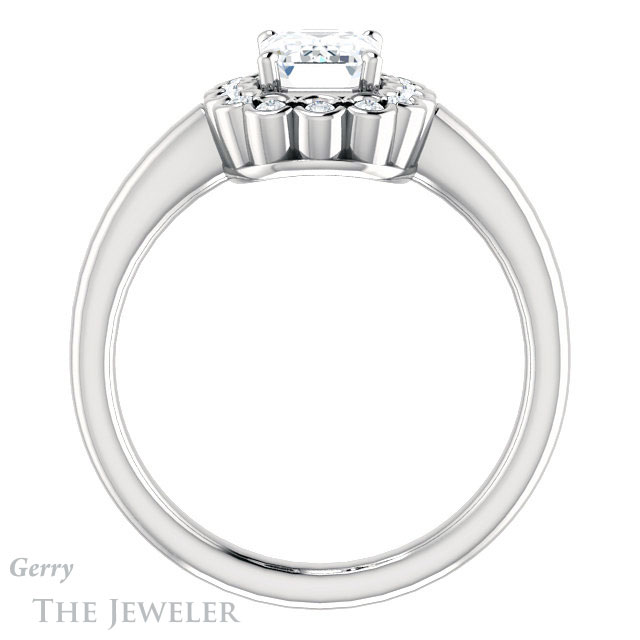 Emerald Cut Forever One Moissanite Engagement Ring #GTJ1123-emerald-fb-w | Gerry The Jeweler Emerald Cut Forever Brilliant Moissanite Engagement Ring #GTJ1123-emerald-fb-w
