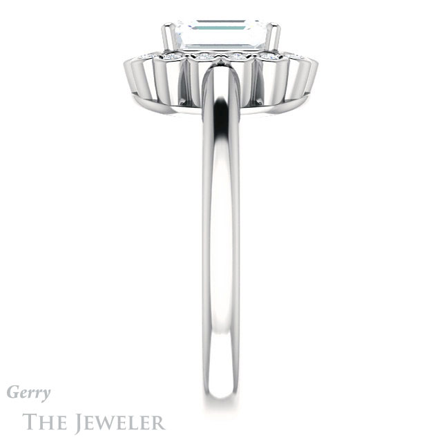 Emerald Cut Forever One Moissanite Engagement Ring #GTJ1123-emerald-fb-w | Gerry The Jeweler Emerald Cut Forever Brilliant Moissanite Engagement Ring #GTJ1123-emerald-fb-w