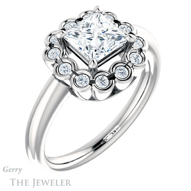 Princess Cut Forever One Moissanite Engagement Ring #GTJ1123-square-fo-w | Gerry The Jeweler Princess Cut Forever One Moissanite Engagement Ring #GTJ1123-square-fo-w