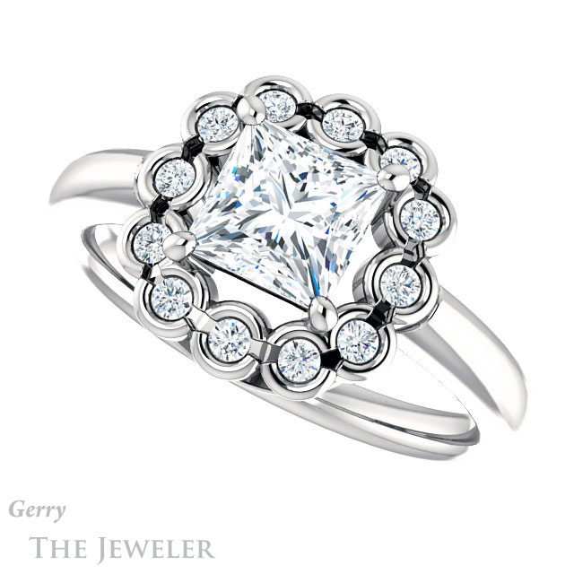 Princess Cut Forever One Moissanite Engagement Ring #GTJ1123-square-fo-w | Gerry The Jeweler Princess Cut Forever One Moissanite Engagement Ring #GTJ1123-square-fo-w