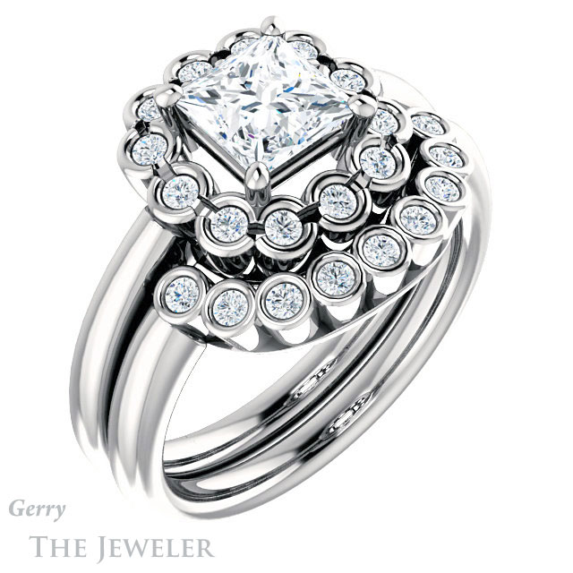 Princess Cut Forever One Moissanite Engagement Ring #GTJ1123-square-fo-w | Gerry The Jeweler Princess Cut Forever One Moissanite Engagement Ring #GTJ1123-square-fo-w