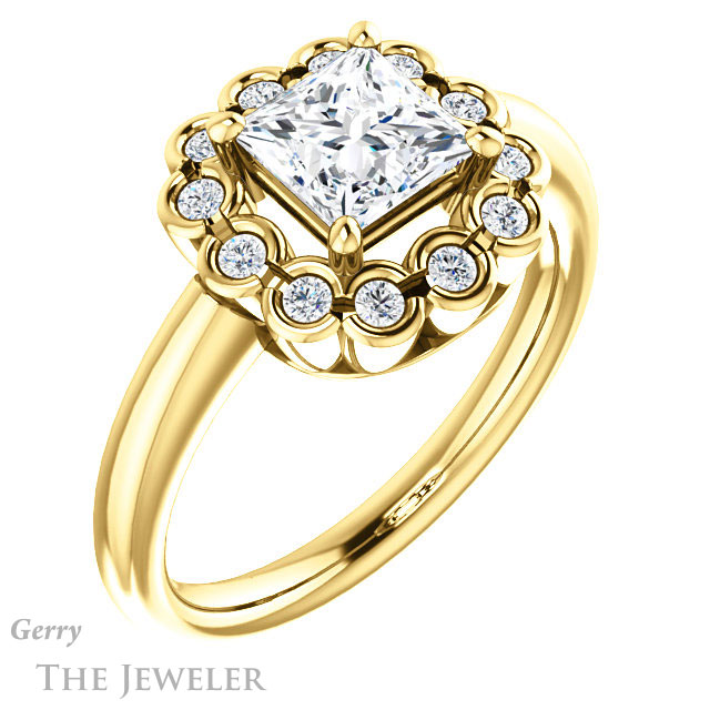 Princess Cut Forever One Moissanite Engagement Ring #GTJ1123-square-fo-y | Gerry The Jeweler Princess Cut Forever One Moissanite Engagement Ring #GTJ1123-square-fo-y