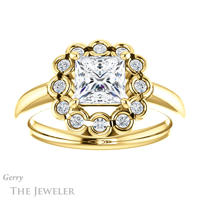 Princess Cut Forever One Moissanite Engagement Ring #GTJ1123-square-fo-y | Gerry The Jeweler Princess Cut Forever One Moissanite Engagement Ring #GTJ1123-square-fo-y