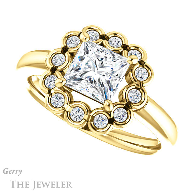 Princess Cut Forever One Moissanite Engagement Ring #GTJ1123-square-fo-y | Gerry The Jeweler Princess Cut Forever One Moissanite Engagement Ring #GTJ1123-square-fo-y