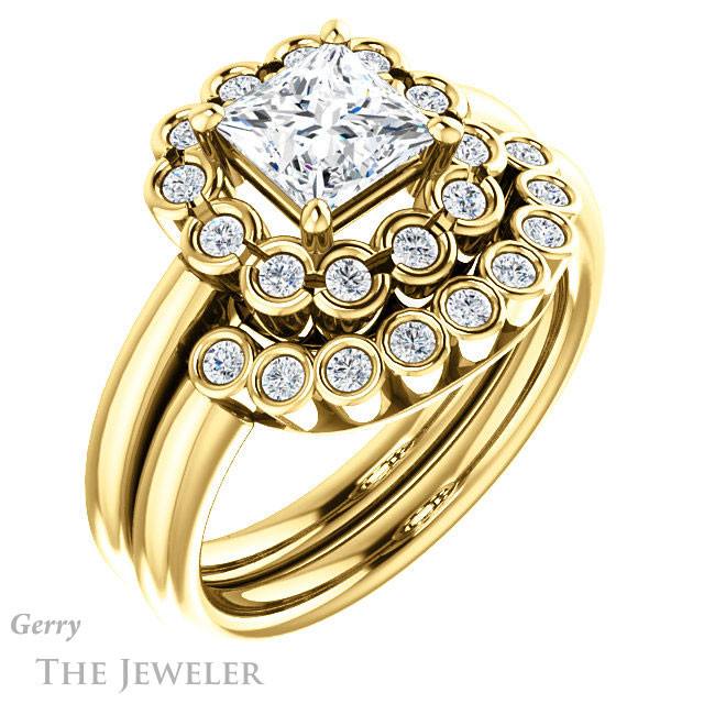 Princess Cut Forever One Moissanite Engagement Ring #GTJ1123-square-fo-y | Gerry The Jeweler Princess Cut Forever One Moissanite Engagement Ring #GTJ1123-square-fo-y