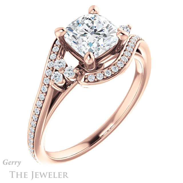 Cushion Cut Forever One Moissanite Engagement Ring #GTJ1124-cushion-fo-r