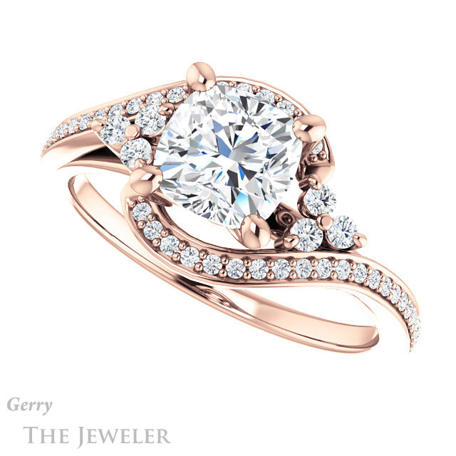 Cushion Cut Forever One Moissanite Engagement Ring #GTJ1124-cushion-fo-r