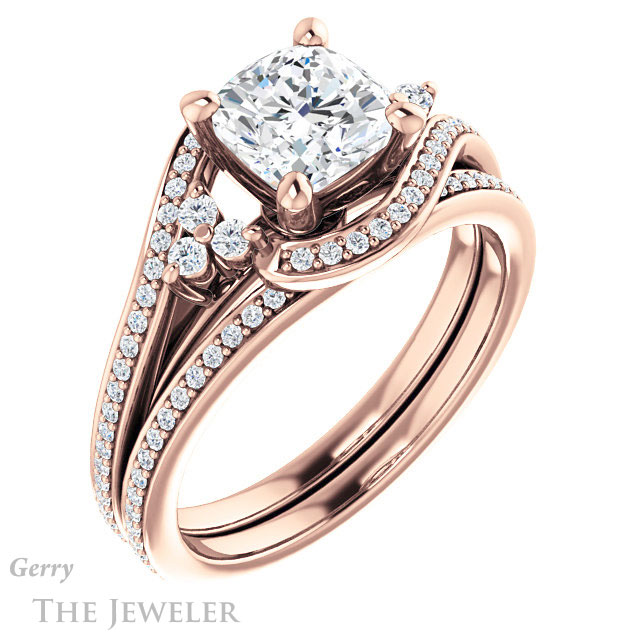Cushion Cut Forever One Moissanite Engagement Ring #GTJ1124-cushion-fo-r