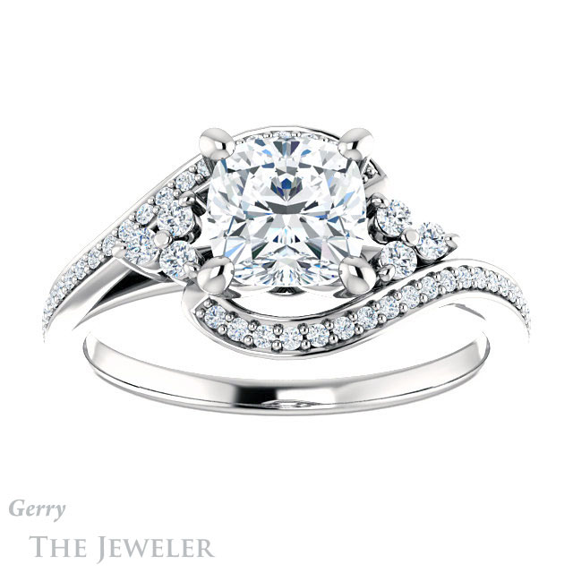 Cushion Cut Forever One Moissanite Engagement Ring #GTJ1124-cushion-fo-w