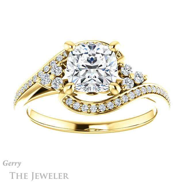 Cushion Cut Forever One Moissanite Engagement Ring #GTJ1124-cushion-fo-y
