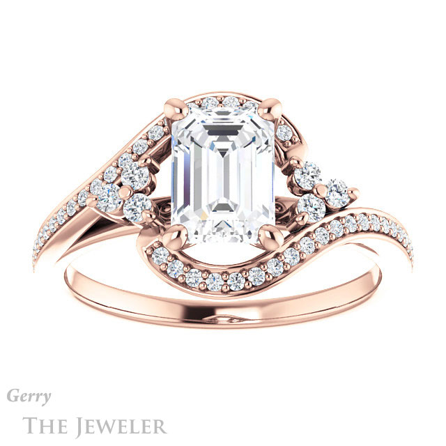 Emerald Cut Forever Brilliant Moissanite Engagement Ring #GTJ1124-emerald-fb-r