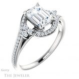 Emerald Cut Forever One Moissanite Engagement Ring #GTJ1124-emerald-fb-w 4 Emerald Cut Forever Brilliant Moissanite Engagement Ring #GTJ1124-emerald-fb-w