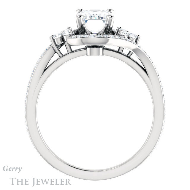 Emerald Cut Forever One Moissanite Engagement Ring #GTJ1124-emerald-fb-w 2 Emerald Cut Forever Brilliant Moissanite Engagement Ring #GTJ1124-emerald-fb-w