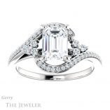Emerald Cut Forever One Moissanite Engagement Ring #GTJ1124-emerald-fb-w 1 Emerald Cut Forever Brilliant Moissanite Engagement Ring #GTJ1124-emerald-fb-w