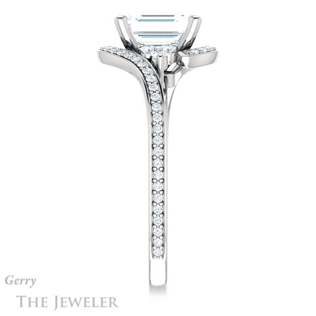 Emerald Cut Forever One Moissanite Engagement Ring #GTJ1124-emerald-fb-w 3 Emerald Cut Forever Brilliant Moissanite Engagement Ring #GTJ1124-emerald-fb-w