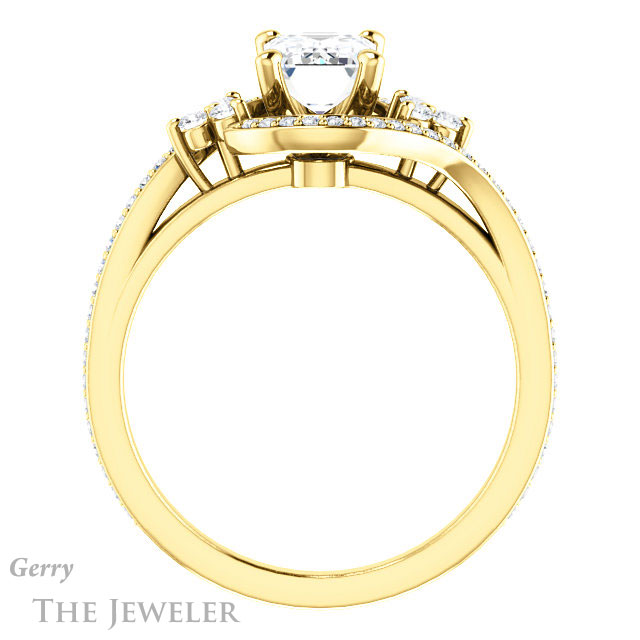 Emerald Cut Forever One Moissanite Engagement Ring #GTJ1124-emerald-fb-y 2 Emerald Cut Forever Brilliant Moissanite Engagement Ring #GTJ1124-emerald-fb-y