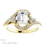 Emerald Cut Forever One Moissanite Engagement Ring #GTJ1124-emerald-fb-y 1 Emerald Cut Forever Brilliant Moissanite Engagement Ring #GTJ1124-emerald-fb-y