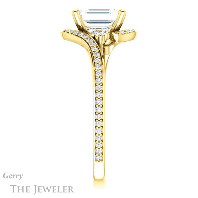 Emerald Cut Forever One Moissanite Engagement Ring #GTJ1124-emerald-fb-y 3 Emerald Cut Forever Brilliant Moissanite Engagement Ring #GTJ1124-emerald-fb-y