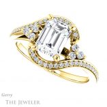 Emerald Cut Forever One Moissanite Engagement Ring #GTJ1124-emerald-fb-y 5 Emerald Cut Forever Brilliant Moissanite Engagement Ring #GTJ1124-emerald-fb-y