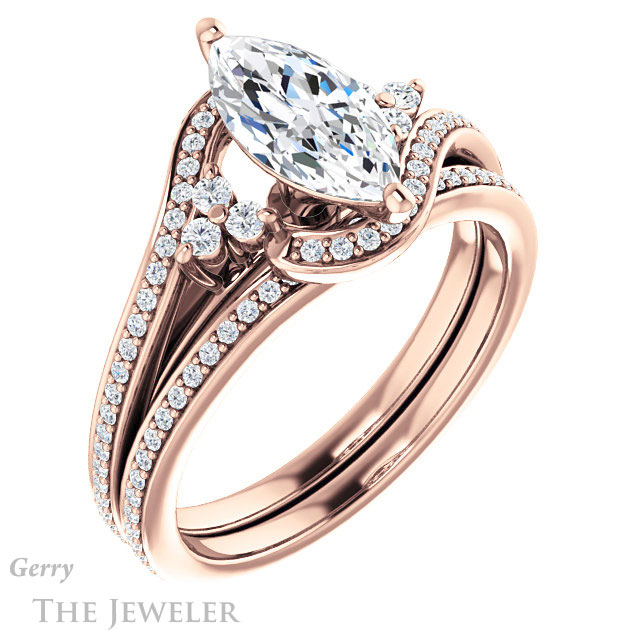 Marquise Cut Forever Brilliant Moissanite Engagement Ring #GTJ1124-marquise-fb-r