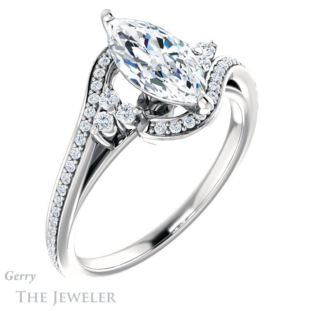 Marquise Cut Forever Brilliant Moissanite Engagement Ring #GTJ1124-marquise-fb-w