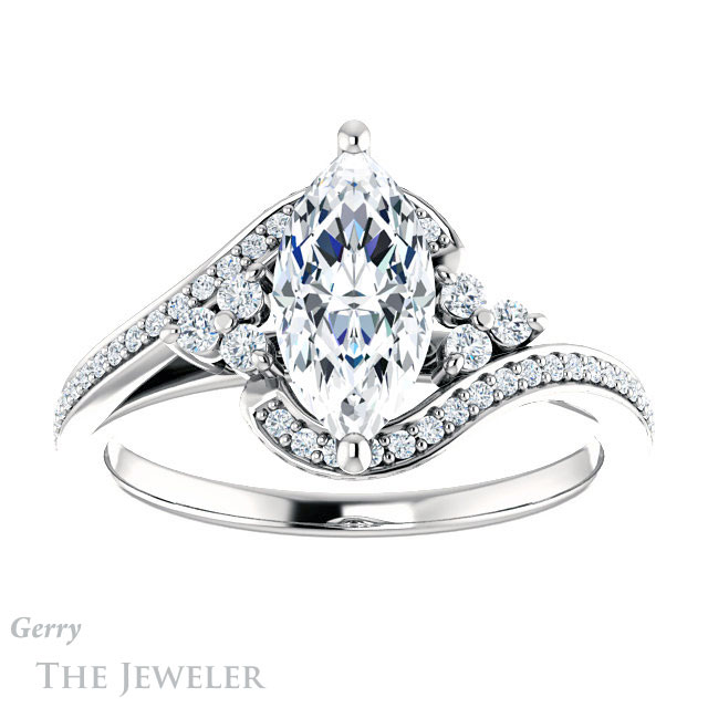 Marquise Cut Forever Brilliant Moissanite Engagement Ring #GTJ1124-marquise-fb-w