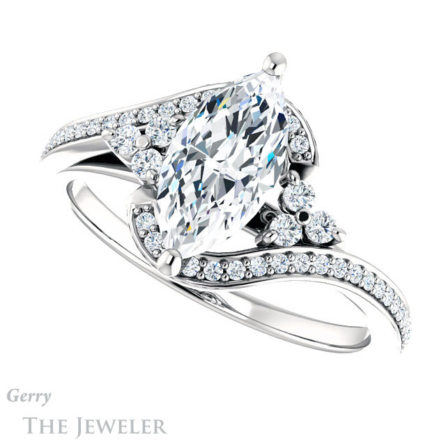 Marquise Cut Forever Brilliant Moissanite Engagement Ring #GTJ1124-marquise-fb-w