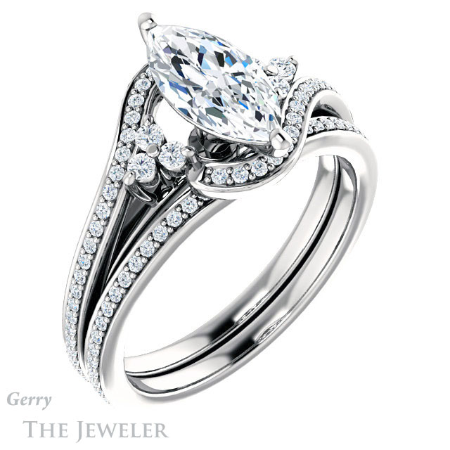 Marquise Cut Forever Brilliant Moissanite Engagement Ring #GTJ1124-marquise-fb-w